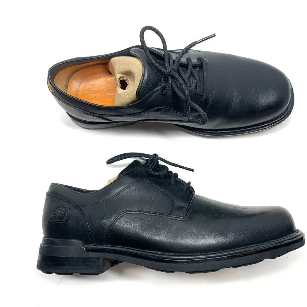 Timberland Men's Oxford Lace Up Shoes Black Leather size 9W